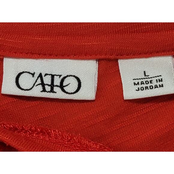 Cato Red Slub Knit Round Neck Short Dolman Sleeve Top Large Lightweight Soft - Picture 4 of 6